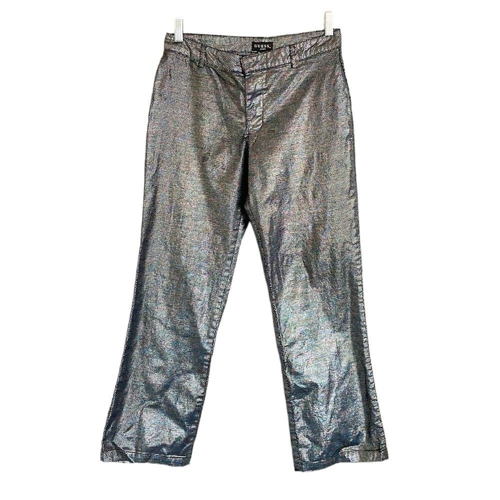 Vintage Guess Metallic Disco Retro Straight leg trouser pants size 29